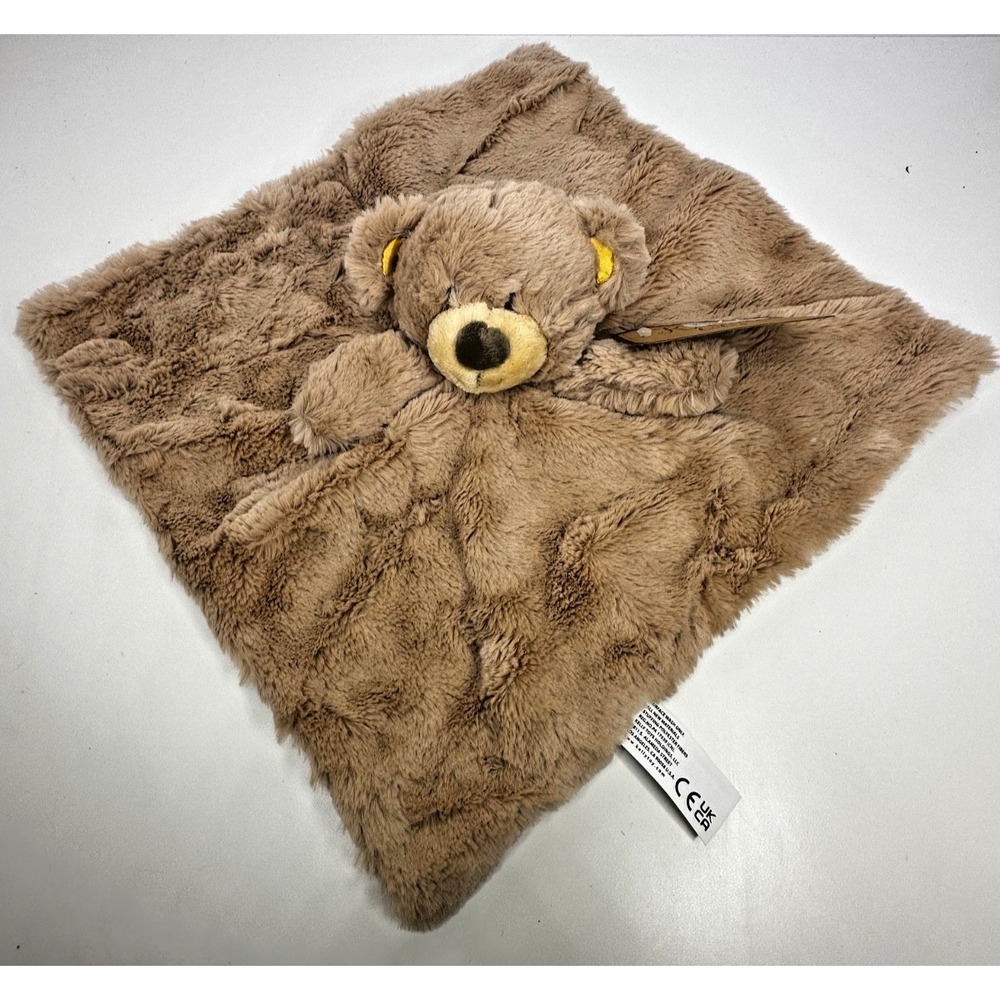 Kellytoys Brown Bear Luxe Baby Security Blanket Plush Lovey rattle Satin ear NEW